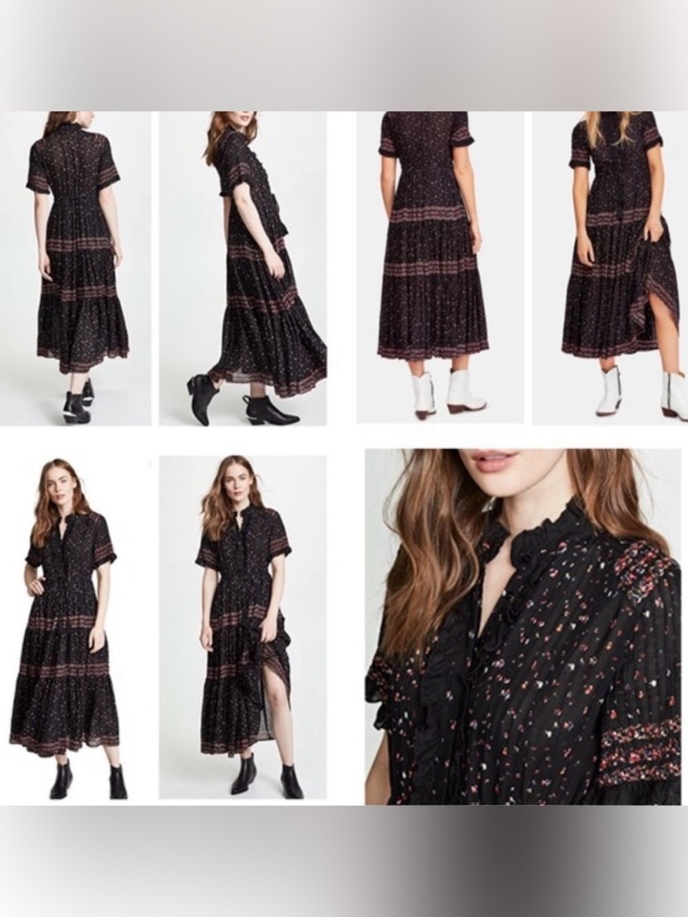 Free People Rare Feeling Black Floral Tiered Maxi Dress - Picture 8 of 8